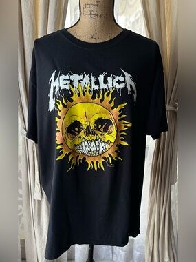 Metallica Black T-Shirt Pushead Sun Skull Graphic Band Rock Tee Men's XXL